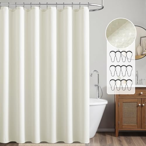 MIULEE Waffle Weave Waterproof Shower Curtain, W72"L72", Ivory