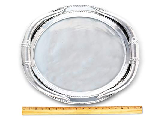 Arthur Court Designs Aluminum Longhorn Oval Platter Food Serving Tray Western Theme Metal Artisan Quality Hand Polished Tarnish-Free 18.5 Inch X 15.5 Inch #TOP4