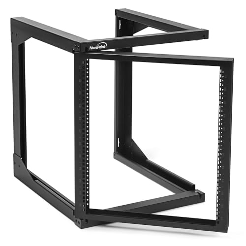 Image of NavePoint 12U Wall Mount Server Rack - Swing Gate Open Frame for 19-Inch IT Equipment - Network Rack for AV & Server Equipment, 24 inch Deep, Black