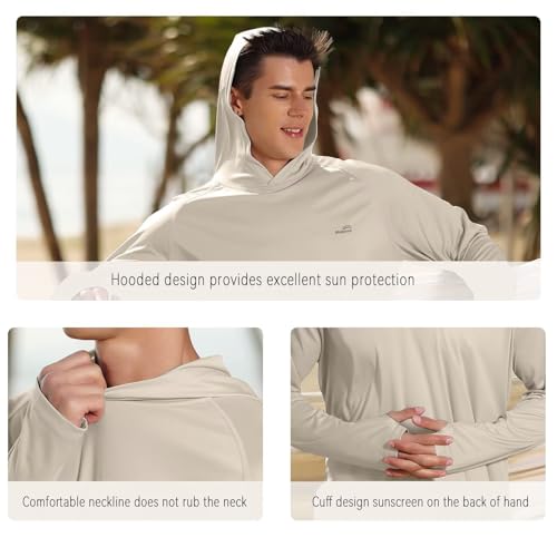 Image of Men's UPF 50+ Long Sleeve Sun Shirts UV Protection Hoodie Rash Guard Hiking Fishing Swim T Shirt