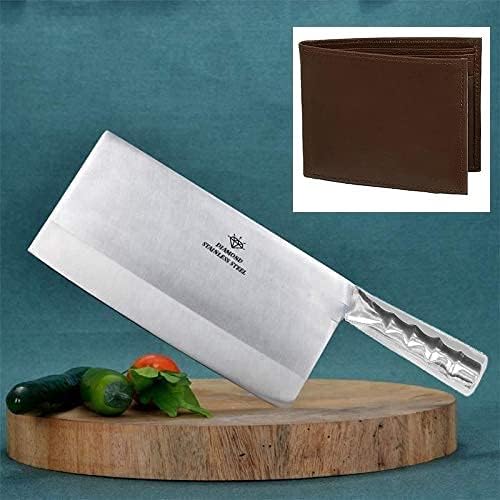 Heavy Duty Stainless Steel Chef's Chopper/Knife/Meat Cleaver 7''/3.5' With Free Men's Wallet (1 Chopper and 1 Wallet)