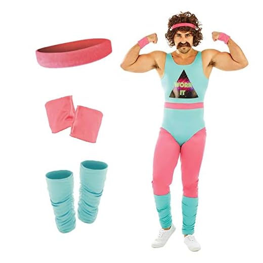 Fun Shack Disfraz Aerobic Años 80 Adulto,Disfraces Años 80 Adulto, Despedida Soltero, Disfraz Hombre Carnaval - M