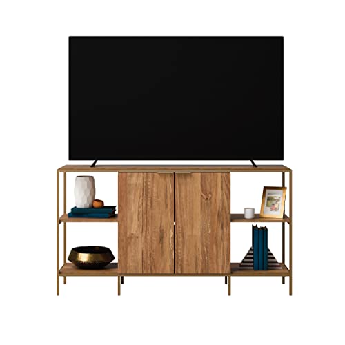Sauder International Lux Modern Credenza, For Tvs Up To 65", Sindoori Mango Finish #TOP5