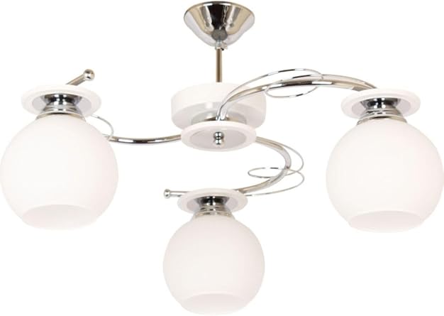 Fer Chandelier BOLIVAR Modern Chrome Color Case Opal White Glass Plophonier Living Room - Kitchen - Bedroom 3-piece Chandelier
