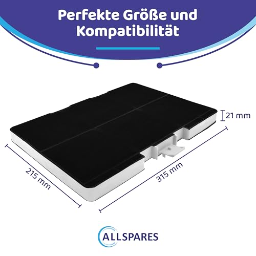 AllSpares Aktivkohlefilter für Dunstabzugshauben geeignet für Siemens LZ53451 | Neff Z5102X1 | Bosch DHZ5346, 11026771, 00705432 | 315 x 215 x 21 mm (1 Stück)
