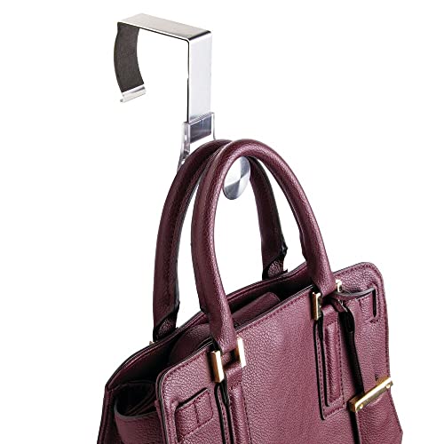 Mdesign Modern Metal And Plastic Office Over The Cubicle Storage Organizer Hooks - Wall Panel Hangers For Hanging Accessories, Coats, Hats, Purses, Bags, Keychain - 2 Pack - Clear/Brushed #TOP4