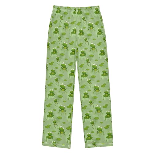 ZZXXB Frog Lotus Leaves Boys Long Pants Soft Trousers Elastic Waist Kids Lounge Bottoms with Pockets S-XL