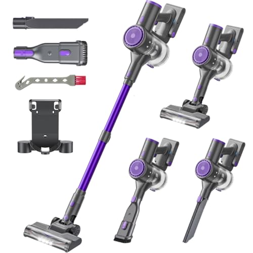BlueEpic Cordless Vacuum Cleaner, 45KPA 45Mins Rechargeable Vacuum Cordless, Stick Vacuum with 2 Adjustable Modes, Handheld Vacuum for Home/Pet Hair/Carpet/Floor (Purple)