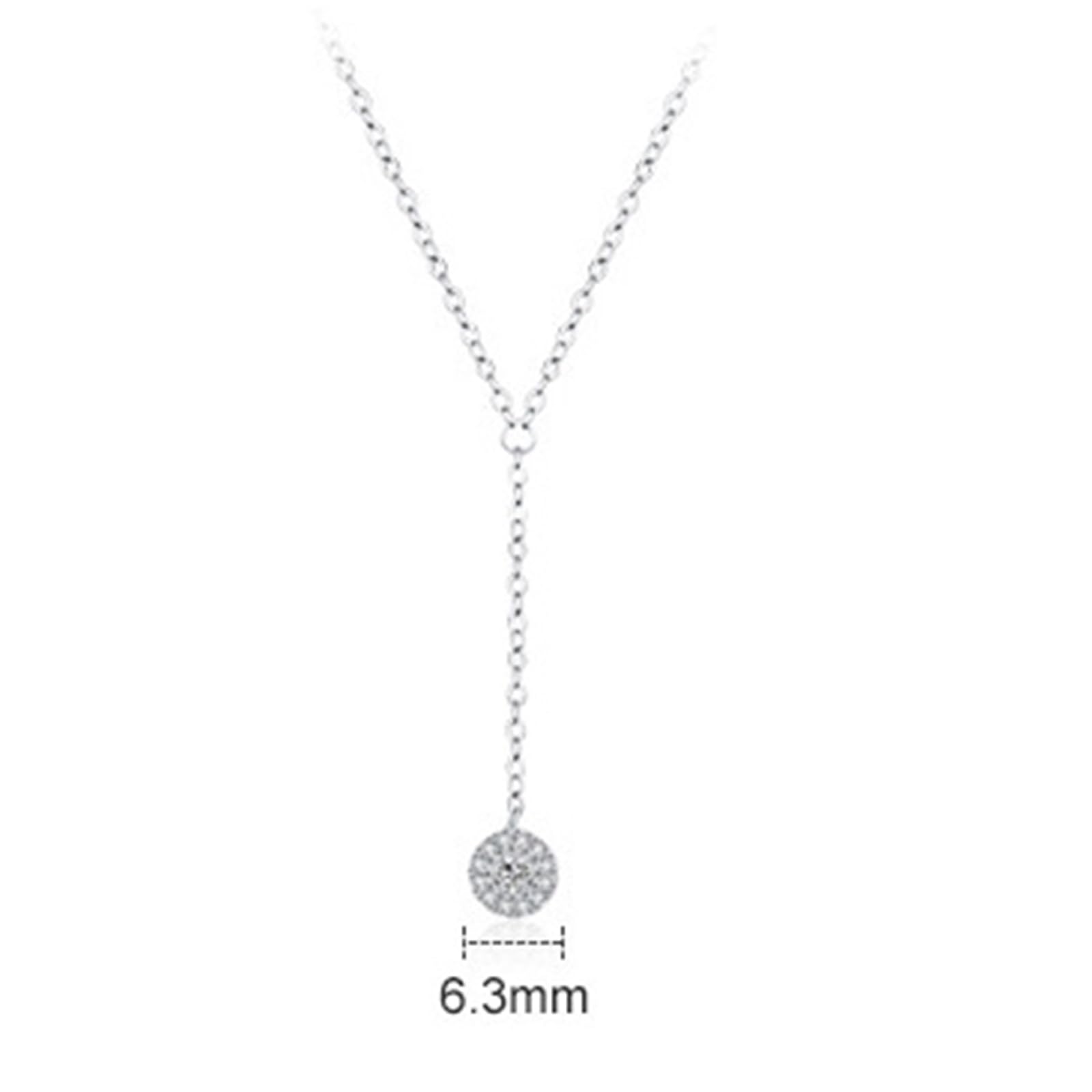 Collar para mujer, joyería de moda, collar de cadena en Y de oro blanco de 9K/14K/18K con colgante redondo de moissanita, cadena alargada: 40+5cm
