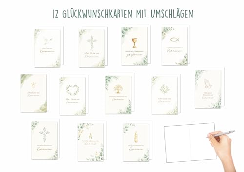 Edition Seidel Set 12 Glückwunschkarten zur Kommunion mit Umschlag. Kommunionskarten Grusskarten Karten Kirche Spruch Sprüche für Kinder Jugendliche (SW026)