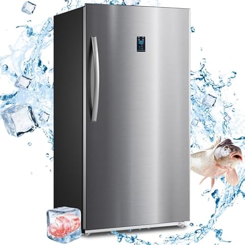 Techomey 17 Cu.Ft Upright Freezer, Stand Up Freezer Frost Free, Convertible Freezer/Refrigerator, Garage Freezer with Single Door, Quick Freeze, Stainless Steel Cover