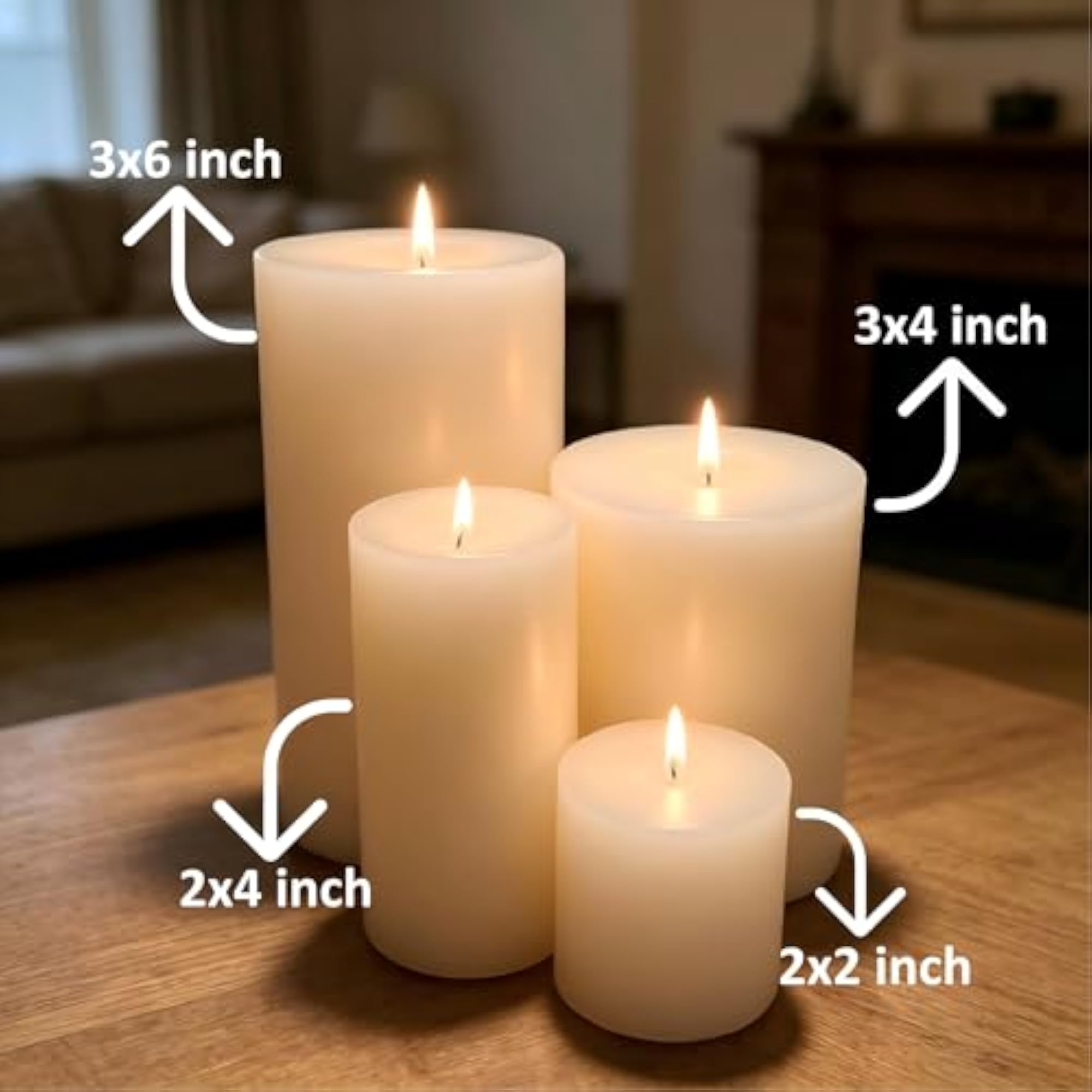 12 Pack Pillar Candles, 2x4 Inch