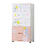 WUQIAO Cartoon-Kinder-Aufbewahrungsschrank Baby-Montage-Kleiderschrank, Kunststoff-Typ mit 6 Schubladen und leiser Rolle, hierarchische große Kapazität