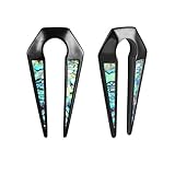 Pair of Ear Weight Hangers Abalone Shell Inlaid Keyhole Tunnels Plugs Gauges black anodized