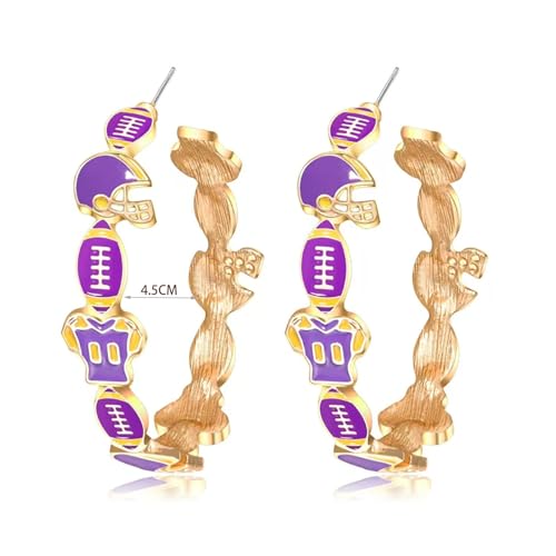 Football Earrings for Women Game Day Hoop Earrings Rugby Earring Football Helmet Earring for Mom Rugby Lover Gifts Football Mom Sports Jewelry4
