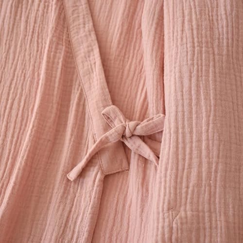 Yukata de spa et peignoir d'intérieur en gaze de coton rose pour routine bien-être - 7