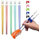 5 Pairs Reusable Training Chopsticks Set, Chopsticks Helpers Set for Beginner, 9.45 Inch Dishwasher Safe Fiberglass Japanese Chop sticks, Non-Slip, Easy to Use