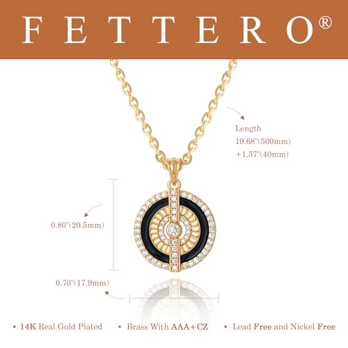 Fettero Gold Necklace for Women,14K Gold Plated Charm Necklaces for Women Gemstone Pendant Necklace Non Tarnish Gold Necklaces Jewelry