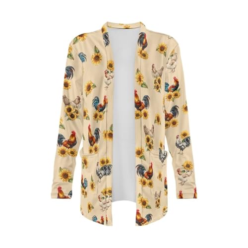 Image of Biyejit Women's Long Sleeve Open Front Cardigan Casual Loose Lightweight Cardigans with Pockets Drape Cardigan