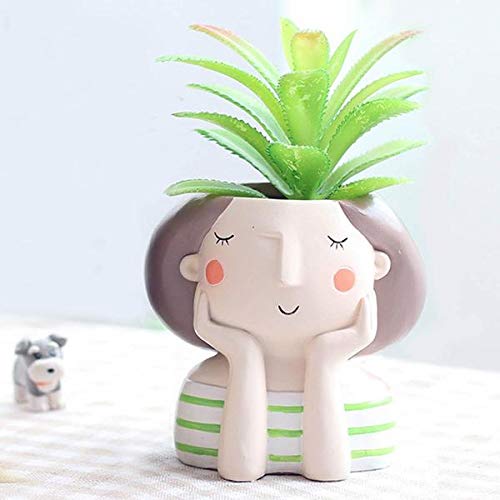 Image of Cute Beautiful Combo Pack of Girls Succulent Planter Pots Resin Creative Flowerpot Plant Pots Planter Container for Home Garden Office Desktop Decoration (6 Girls Set)