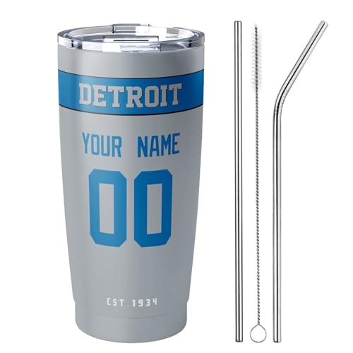 Image of ANTKING Detroit Tumbler 20 oz Travel Coffee Cup Custom Name Number for Men Women Boy Gifts