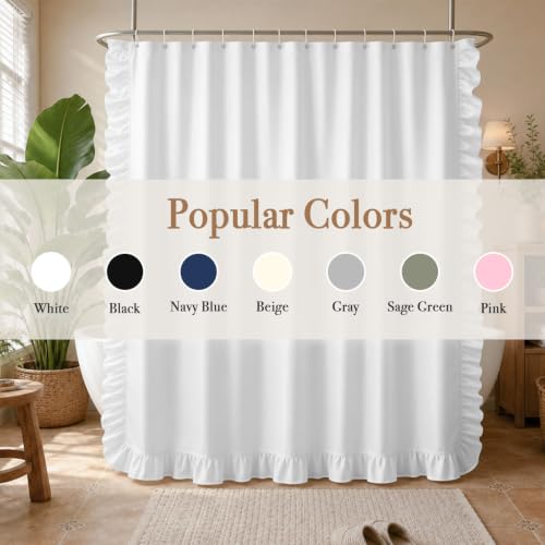 MAMUSE Ruffle Shower Curtain Cortinas de Baño Bathtub 72 x 72, White by mamuse（マミューズ） - Used condition - Image 8
