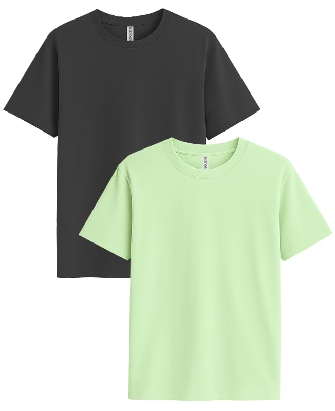 Image of Sleepynuts Women's S to 3XL Premium Half Sleeve Round Neck Plain Combed Cotton Tshirt Pack of 3 Loose Fit T-Shirts Combo