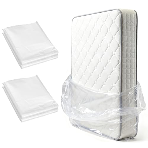 Cutefat 2 Pièces Housse Matelas 120x240cm, Housse Plastique Matelas Imperméable et Réutilisable, Protege Matelas Anti-poussière, Accessoire de Demenagement pour Stockage et Transport