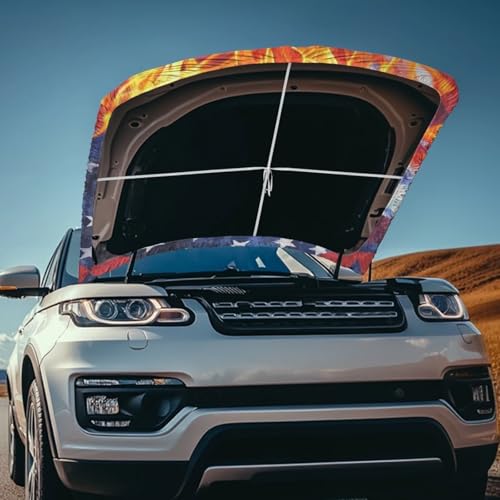 Image of Florida Flag Design Car Hood Cover for Compact Car SUV Truck Minivan, 59x39 Inch Stretchable Auto Hood Flag Waterproof Automotive Exterior Accessories