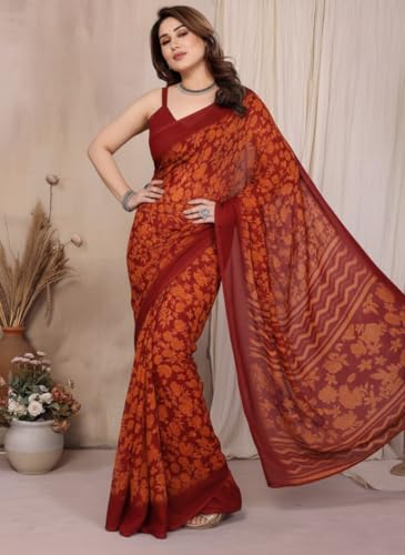 Image of Yashika Women's Georgette Saree with Blouse Piece for Traditional Ethinic Wear Sari