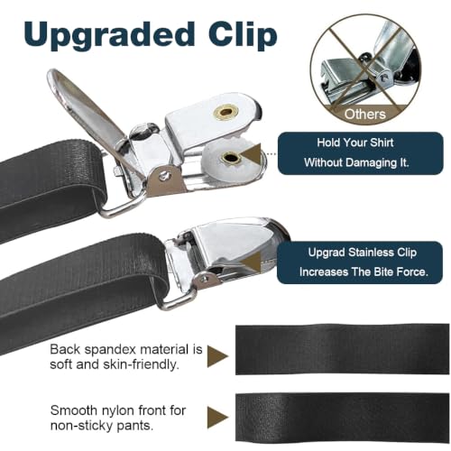 Image of GUSTAVE Men's Shirt Stays Adjustable Elastic Shirt Tucker Belt with Locking Non-Slip Clips