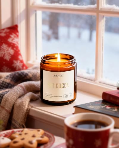Image of AOOVOO Christmas Candles - 4 PC Scented Candle, 28 oz Soy Candles, Soy Candle for Home Scented,Siberian Fir /Balsam Cedar /Cinnamon Rolls /Hot Cocoa
