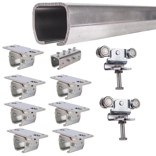 ATTAS MEA Schiebetürbeschlag Komplettset Schiebetore & Scheunentore Typ 0 bis 90 kg | 2-4-6 m |Schiebetorbeschlag | Laufschiene & Laufkatze | C Schiene für Außenbereich | Deckenmontage