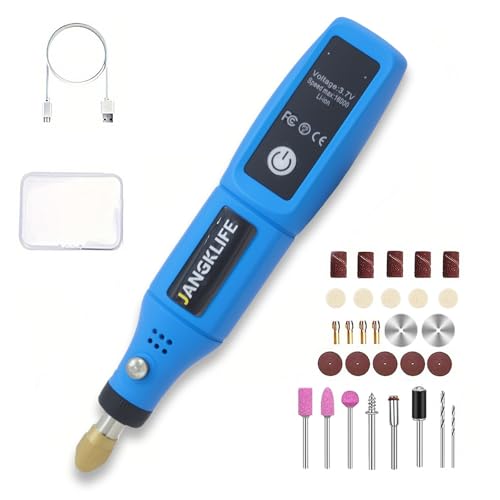 Cordless Rotary Tool, 3.7V Mini Rotary Tool Kit with 31 Accessories, 3-Speed Adjustment - Lightweight & Portable - Ideal for Polishing, Sanding, Grinding, Drilling, and DIY Crafts(blue)