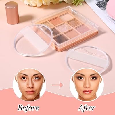 2Pcs Silicone Makeup Sponge, Clear Round Powder Puff Washable Makeup Applicator for Women Girls Non-Absorbent Cosmetic Beauty Sponge for Foundation, Concealer, Cream, Blush, Highlighter