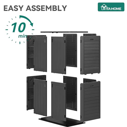 Image of YITAHOME 60 cu ft Tall Outdoor Storage Shed w /o Shelf, Resin Vertical Outdoor Storage Shed, Large Waterproof Storage Cabinet for Garage, Poolside, and Garden (Dark Gray + Black)