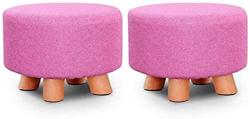 Repose-Pieds et poufs 2Pcs en velours rose avec 4 pieds robustes en bois