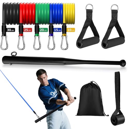 JUJINGYANG Baseball Swing Trainer with 5 Resistance Bands