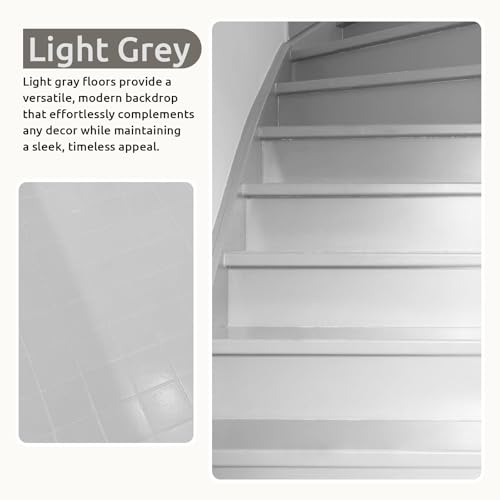 Kit de Pintura para Pisos One Step, Base Acuosa y Bajo Olor, Pintura Resistente al Agua y de Alta Dureza para Cerámica, Porcelana, Fibra de Vidrio, Madera, Laminados, Vinilo, 35oz, Gris Claro miniatura 2