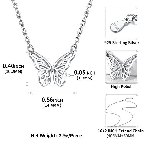 ChicSilver 925 Sterling Silver Butterfly Necklace Dainty Cute Butterfly Pendant Necklace for Women Minimalist Everyday Jewelry Christmas Gift4