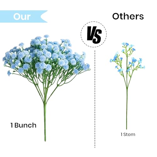 Image of Art Street Babys Breath Blue Flowers Artificial Gypsophila Bouquets Flowers | New Year Mothers Day Gifting, Faux Flowers for Vases | Decoration Items for Living Room| Set of 3 (Size: 14 Inch)