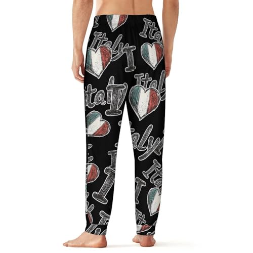 I Love Italy Italian Men's Pajama Bottoms Sleep Lounge Soft Comfy Pants Sleepwear3