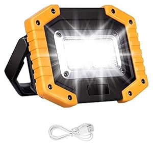 Beizkna 30W LED Work Light Rechargeable Portable COB Floodlight Super Bright 2000LM Battery Outdoor Security Light USB Waterproof for Camping Hiking Fishing Emergency Garage Workshop