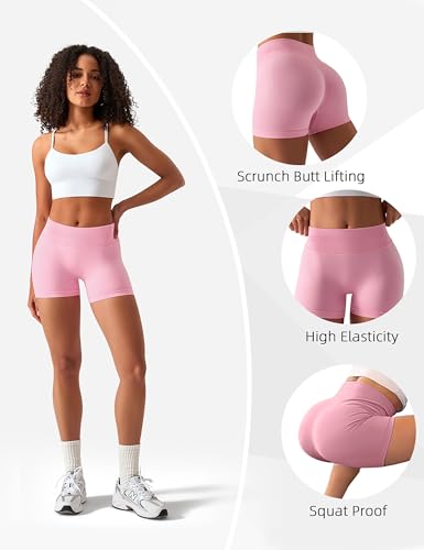 TDIFFUN Workout Shorts for Women 3 Pack Seamless Scrunch Butt Lifting Gym Impact Shorts Yoga Biker Booty Athletic Shorts2