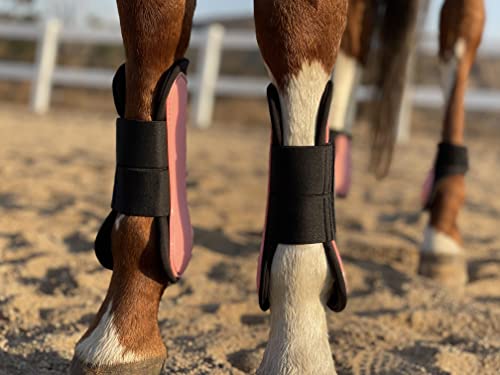 Botas de tendón de caballo con frente abierto Ride Now, juego de 4 protectores rosa Full
