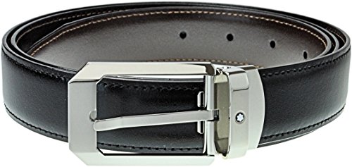 Montblanc Belt Classic Line Rectangular Shiny Buckle Reversible Black/Brown 116579, 47
