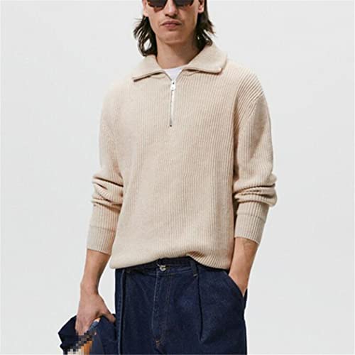 Pull en tricot à col roulé pour homme chaud et confortable couleur beige L - 4