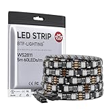 BTF-LIGHTING UL Listed WS2811 IC=RGB+IC Addressable Color RGB LED Strip,16.4FT 60LED/m 10Pixels/m,IP65 Black PCB Flexible DC12V Chasing Effect for Indoor Home Decor,3M Tape(No Adapter or Controller)