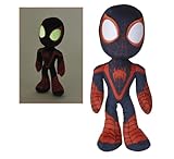 Simba 6315875812X12 - Disney Marvel Miles Morales, 25cm Plüschfigur mit Glow in the dark Augen, Spiderman Filmfigur, Plüschspielzeug, Spinne, Comic Figur, Superheld, ab den ersten Lebensmonaten