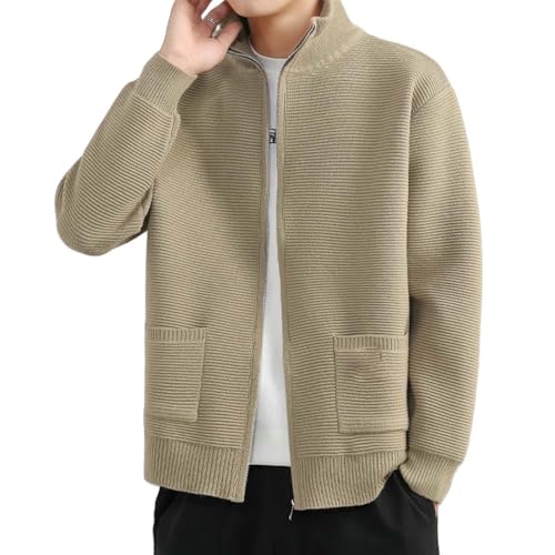 Pull tricoté à col montant chaud et épais avec zip isolant homme